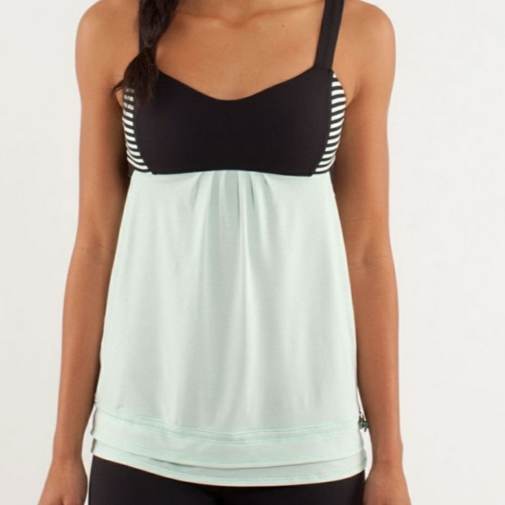 Lululemon Run: Back on Track Tank, Mint Movement, Black Stripe Sz 8